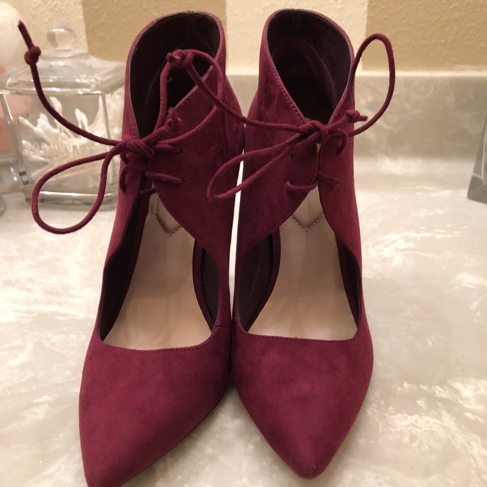 Aldo Burgundy Suede Tie Pumps